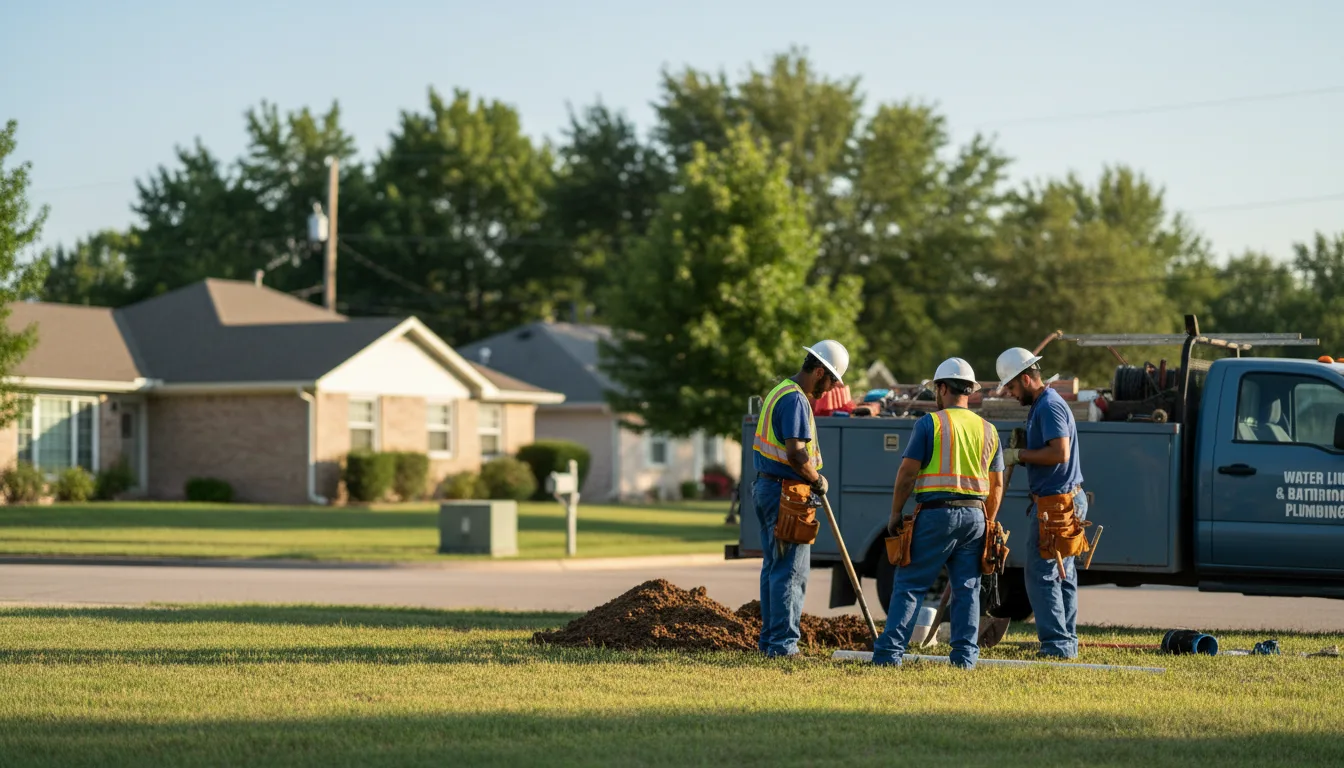 Residential water line and bathroom plumbing service in Ovalo, TX